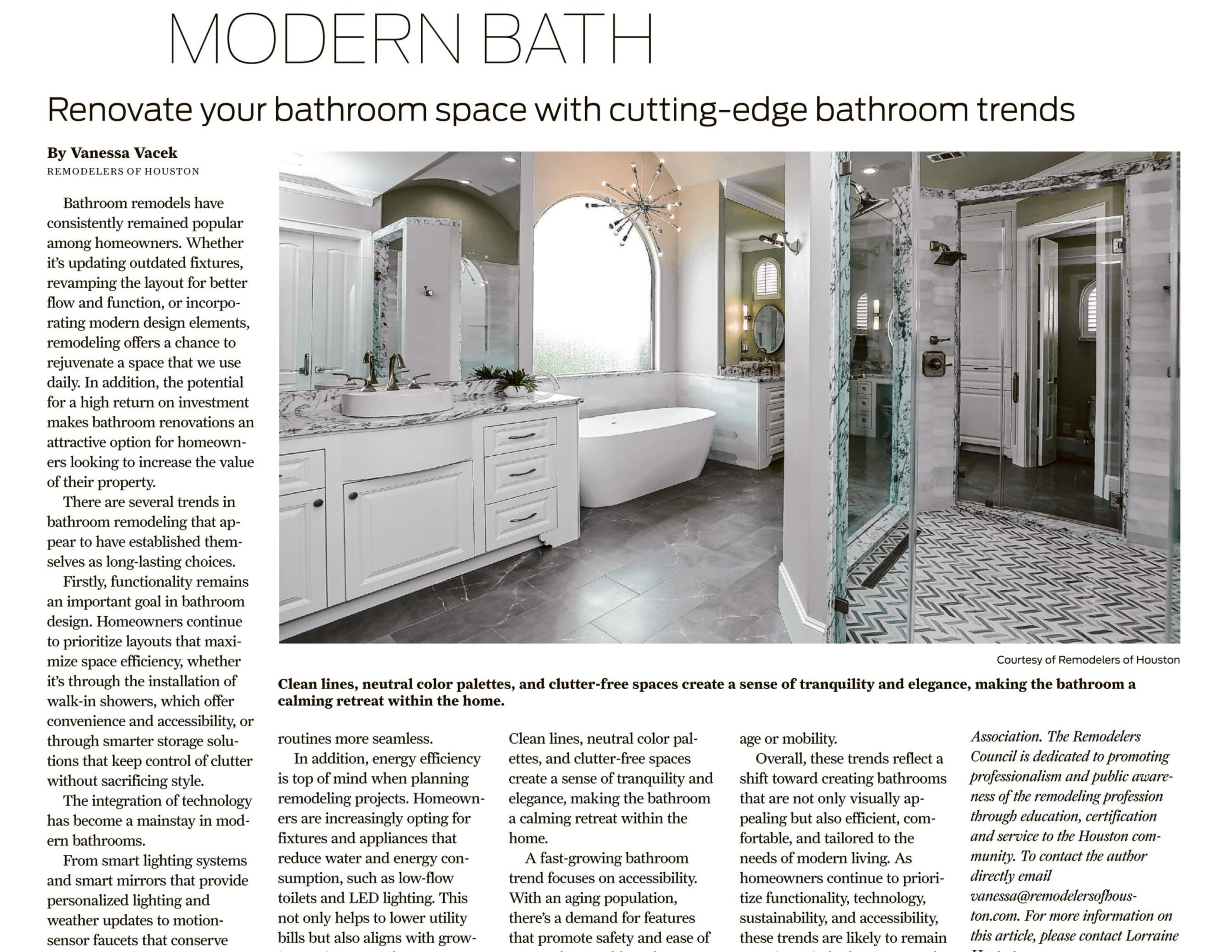 Bathroom Design Trends - Whole House Remodel - Remodelers of Houston